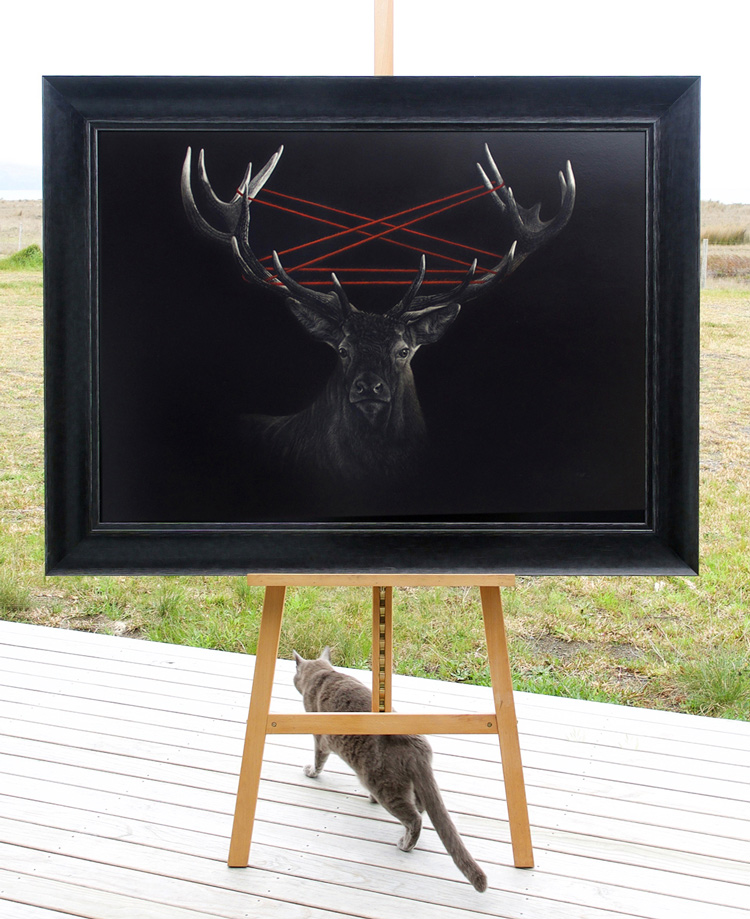 Stags Cradle scratchboard